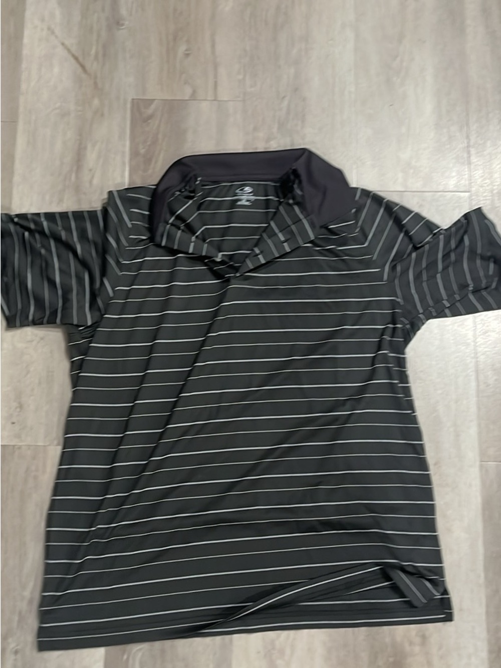 Champion Black Polo with Thin White Stripes